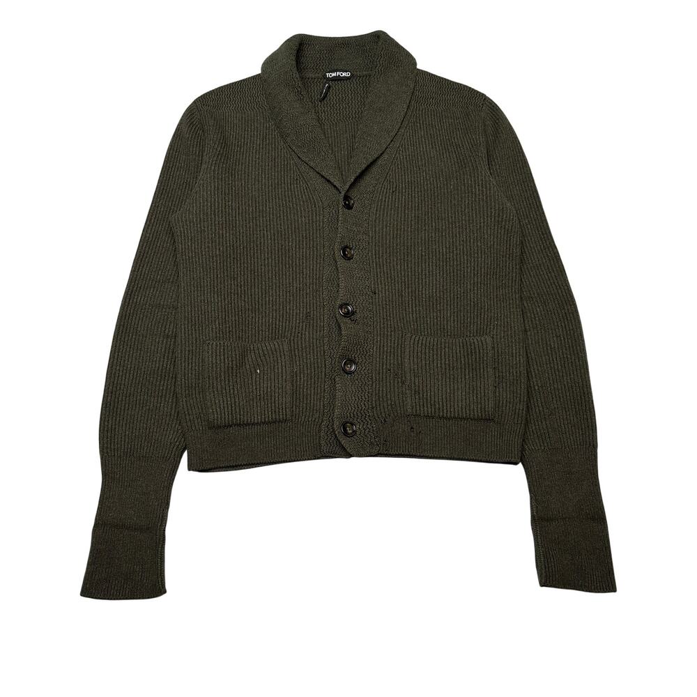 TOM FORD Cashmere Shawl Collar Cardigan Sweater Men's 50 Distressed Grunge